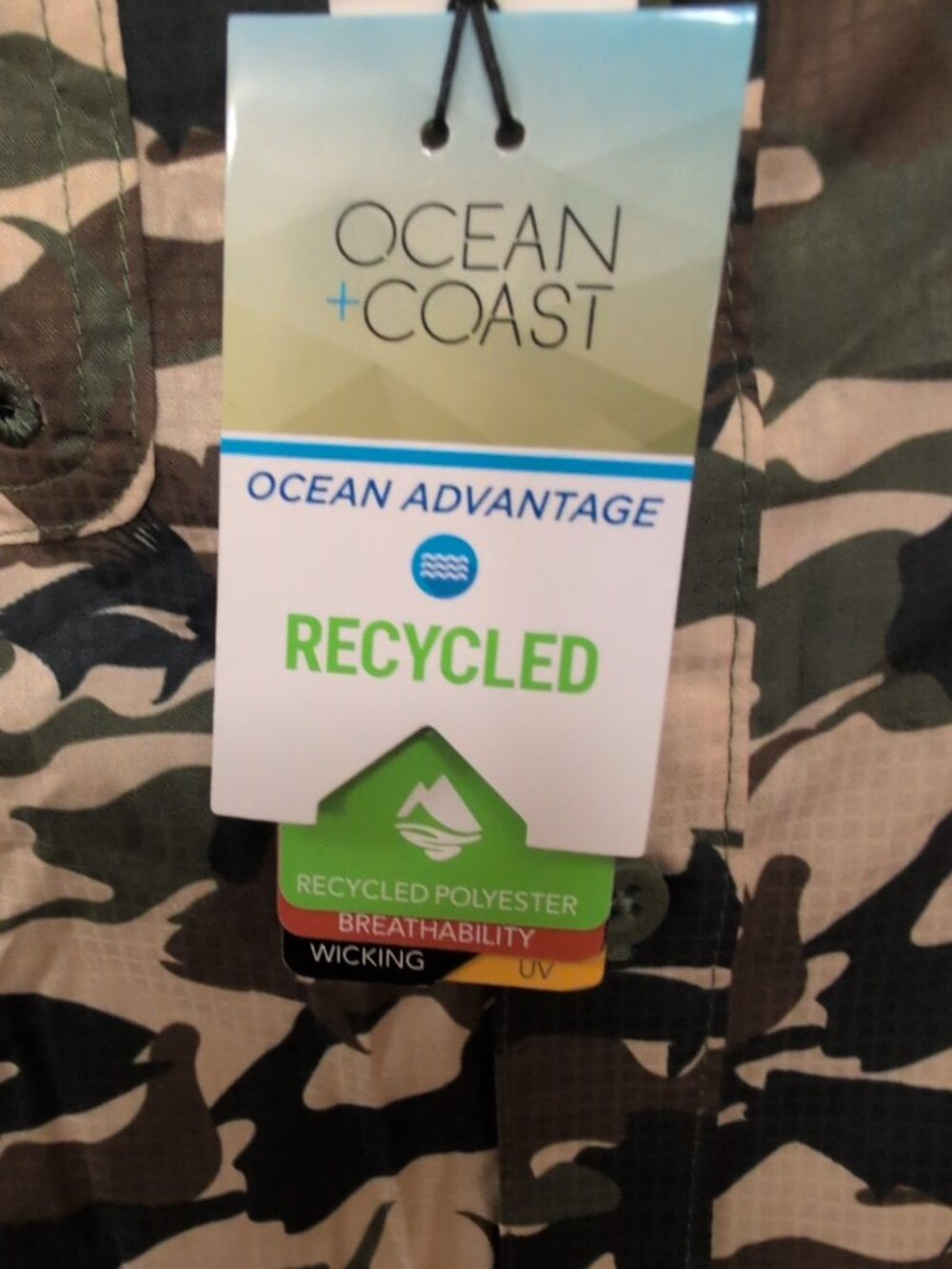 Ocean + Coast Shirt Youth L Camouflage Pattern Long Sleeve Fishing NWT - Picture 3 of 11